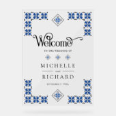 Blue Black Ukrainian Wedding Welcome アクリルサイン (正面)