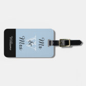 BLUE/BLACK/WHITEの"氏及び夫人"シックな荷物TAG_ ラゲッジタグ (正面横)