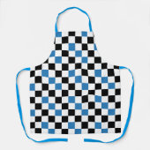 Blue Black White Checkered Pattern Design  エプロン (正面)