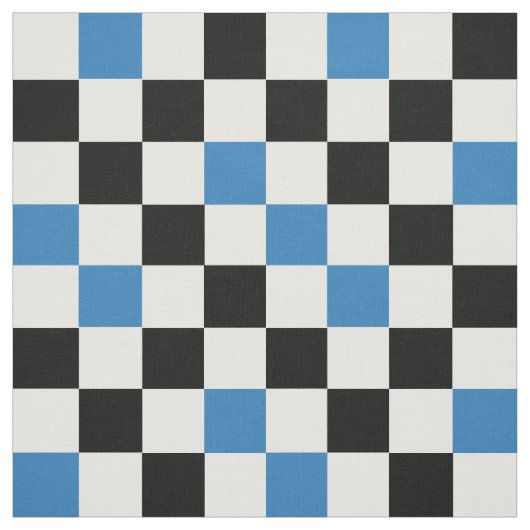 Blue Black White Checkered Pattern Design  ファブリック (見本)