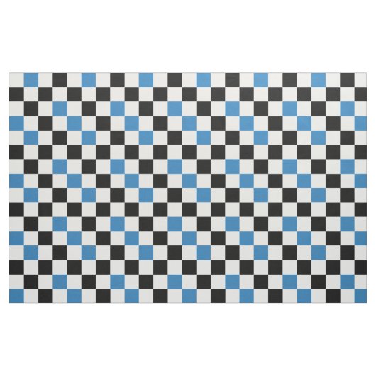 Blue Black White Checkered Pattern Design  ファブリック (ファットクウォーター)