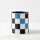Blue Black White Checkered Pattern Design  マグカップ (中央)