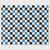Blue Black White Checkered Pattern Design  ラッピングペーパー (フラット)