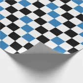 Blue Black White Checkered Pattern Design  ラッピングペーパー (角)