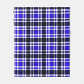 Blue Black White Flannel Tartan Pattern Design  フリースブランケット (正面)