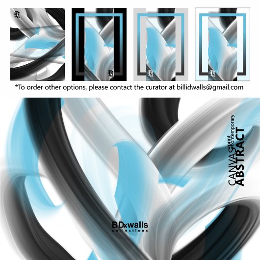 Blue Black White Gray Abstract  キャンバスプリント