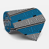 Blue Black White Greek Key Fret Pattern Design  ネクタイ (ロール)