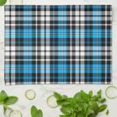 Blue Black White Plaid Tartan Pattern Design  キッチンタオル (折り畳み)