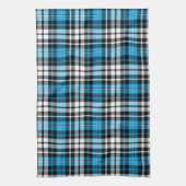 Blue Black White Plaid Tartan Pattern Design  キッチンタオル (縦)