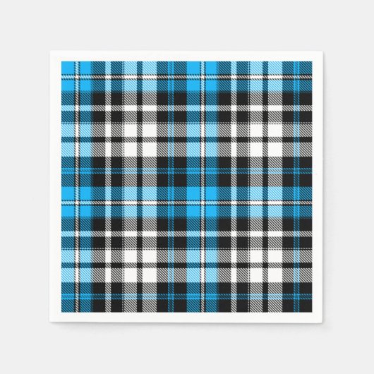 Blue Black White Plaid Tartan Pattern Design  スタンダードカクテルナプキン (正面)
