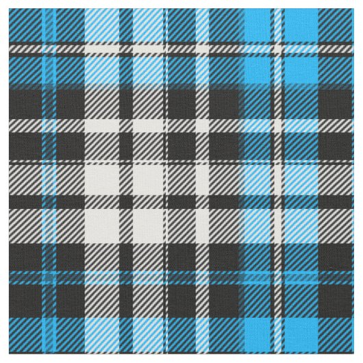 Blue Black White Plaid Tartan Pattern Design  ファブリック (クローズアップ)