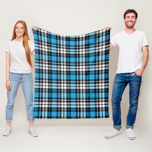 Blue Black White Plaid Tartan Pattern Design  フリースブランケット (インサイチュ)