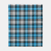 Blue Black White Plaid Tartan Pattern Design  フリースブランケット (正面)