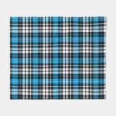 Blue Black White Plaid Tartan Pattern Design  フリースブランケット (正面(横))