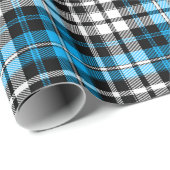 Blue Black White Plaid Tartan Pattern Design  ラッピングペーパー (ロールコーナー)