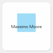 Blue Black White Plain Elegant Own Name スクエアシール (正面)