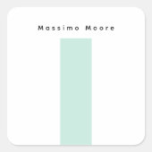 Blue Black White Plain Elegant Own Name スクエアシール (正面)