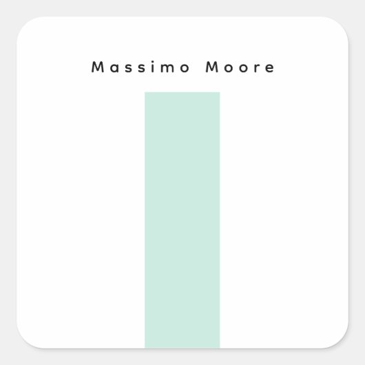 Blue Black White Plain Elegant Own Name スクエアシール (正面)