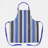 Blue Black White Stripes Pattern Design  エプロン (正面)