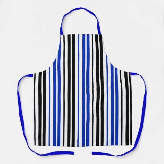 Blue Black White Stripes Pattern Design  エプロン (正面)