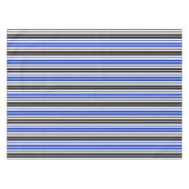 Blue Black White Stripes Pattern Design  テーブルクロス (正面(横))