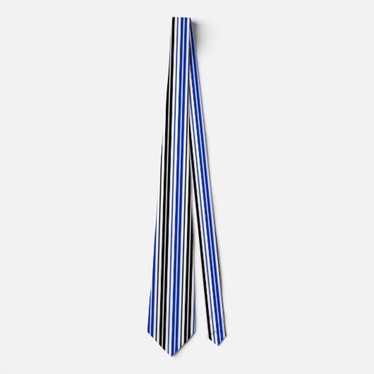 Blue Black White Stripes Pattern Design  ネクタイ (正面)