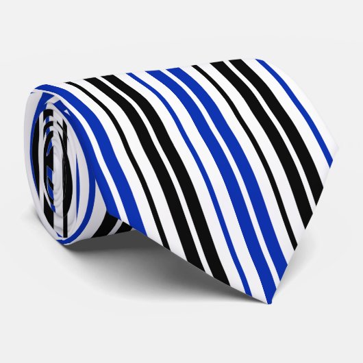Blue Black White Stripes Pattern Design  ネクタイ (ロール)