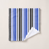 Blue Black White Stripes Pattern Design バスタオルセット (ウォッシュタオル)