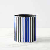 Blue Black White Stripes Pattern Design  マグカップ (中央)