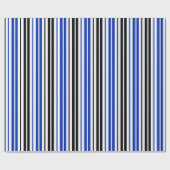 Blue Black White Stripes Pattern Design  ラッピングペーパー (フラット)
