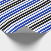 Blue Black White Stripes Pattern Design  ラッピングペーパー (角)