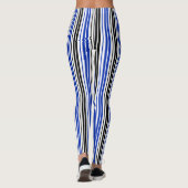 Blue Black White Stripes Pattern Design  レギンス (裏面)