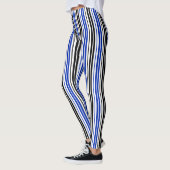 Blue Black White Stripes Pattern Design  レギンス (左)