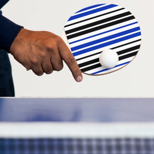 Blue Black White Stripes Pattern Design  卓球ラケット (インサイチュ)