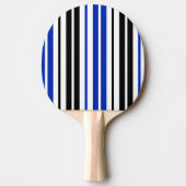 Blue Black White Stripes Pattern Design  卓球ラケット (正面)