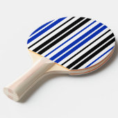 Blue Black White Stripes Pattern Design  卓球ラケット (正面アングル)