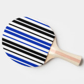 Blue Black White Stripes Pattern Design  卓球ラケット (横)