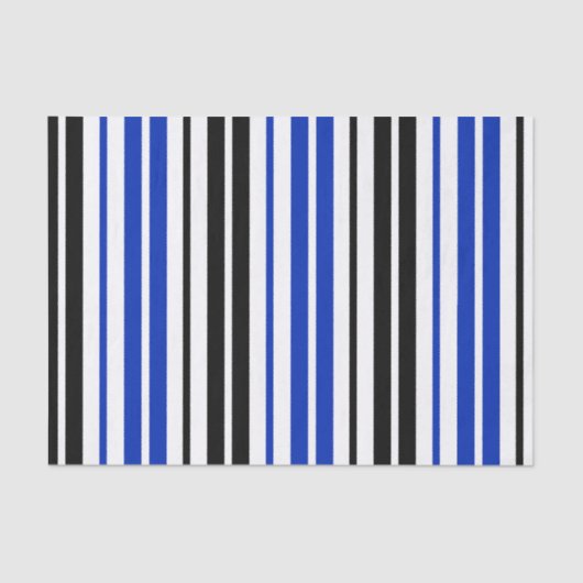 Blue Black White Stripes Pattern Design  薄葉紙 (正面)