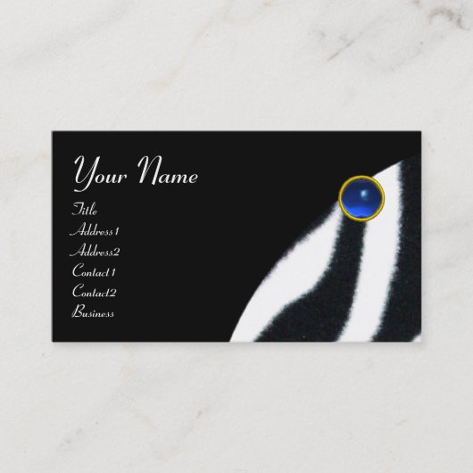 BLUE BLACK WHITE ZEBRA FUR モノグラム ,Sapphire 名刺 (正面)