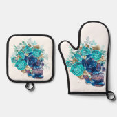 Blue Bloom Requiem 鍋つかみ&鍋敷きセット (正面)