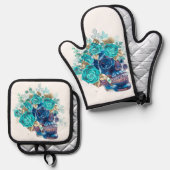 Blue Bloom Requiem 鍋つかみ&鍋敷きセット (正面/裏面)