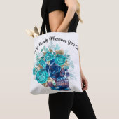 Blue Bloom Requiem Tote Bag – Elegant Floral Art T トートバッグ (クローズアップ)
