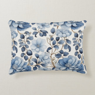 Blue Bloom Reverie – Floral Duvet Cove アクセントクッション