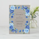Blue Bloom Wreath Wedding 招待状 (スタンド正面)