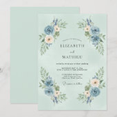 Blue Blossom Arch Romance Wedding 招待状 (正面/裏面)