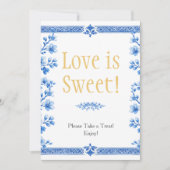 Blue blossom florals "Love is Sweet"  Sign 招待状 (正面)