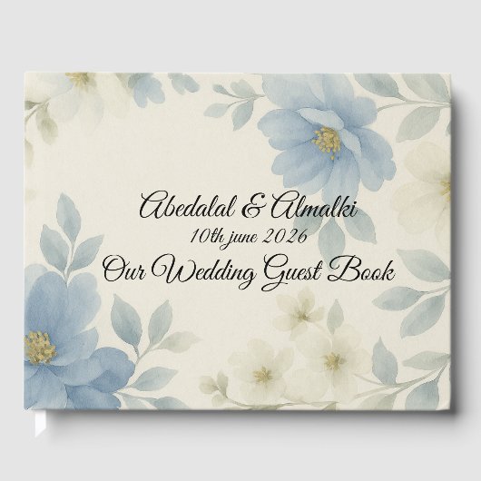 Blue Blossom Wedding Guest Book – Personalised  ゲストブック (正面)