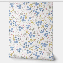 Blue Blossoms Watercolor Seamless Pattern 壁紙