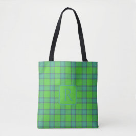 Blue & blue Tartan Plaid Scottish monogram トートバッグ