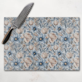 Blue & Blush Botanical Watercolor  カッティングボード